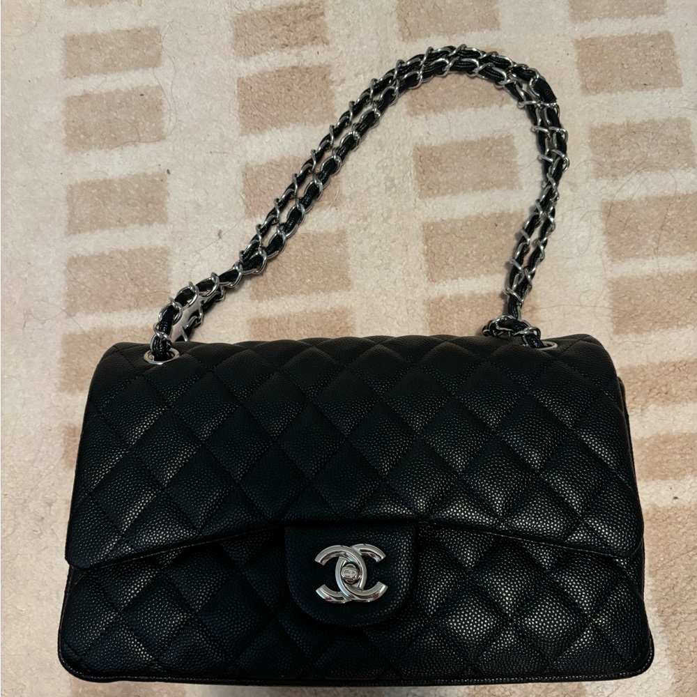 black quilted bag